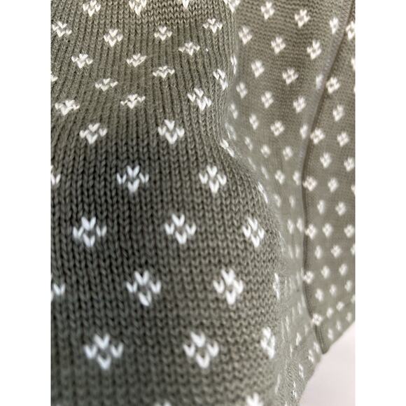 Vintage Full Zip Sweater Women Small Wool Blend Folk Nordic Fair Isle Sage Green - Picture 4 of 11